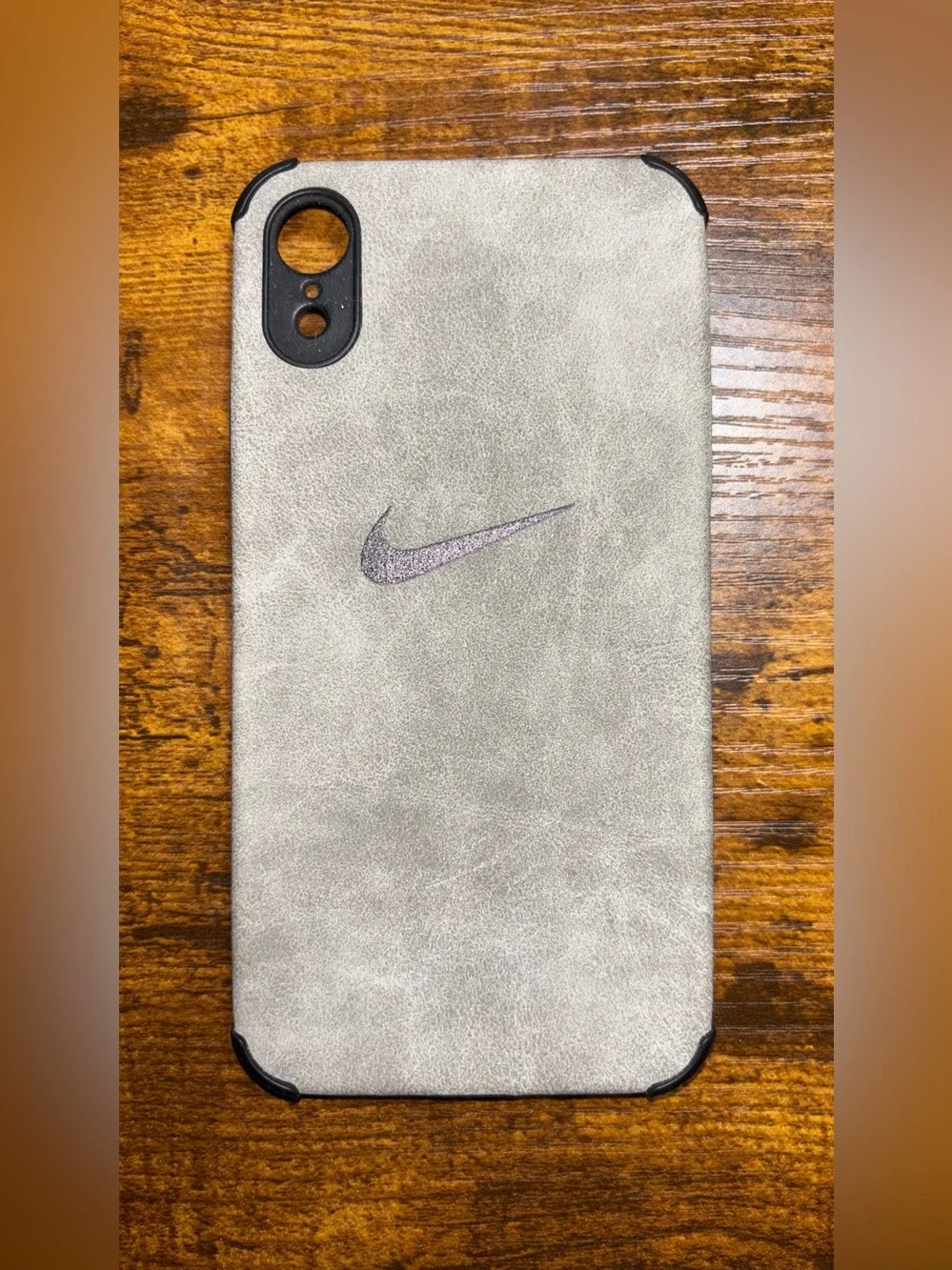 XR- 📲 Gray suede-Effect Phone Case with Subtle Swoosh 🔥🔥🔥🔥‼️‼️